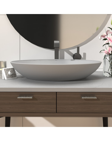 Maniglia per mobile argento anticato NOX-1 maniglia design montata su un mobile da bagno