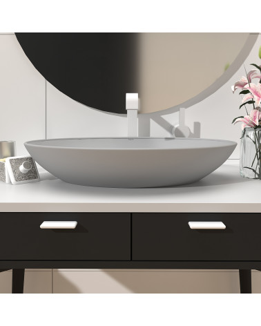 Maniglia per mobile bianco lucido NOX-1 maniglia design montata su un mobile da bagno