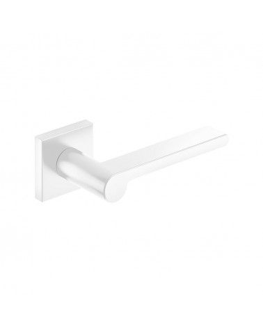 Maniglia per porta bianca Pandora ferramenta design vista dall'alto inclinata