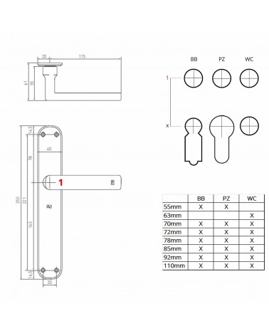Maniglia nera su placca di pulizia classica P1930/P40 - maniglia design