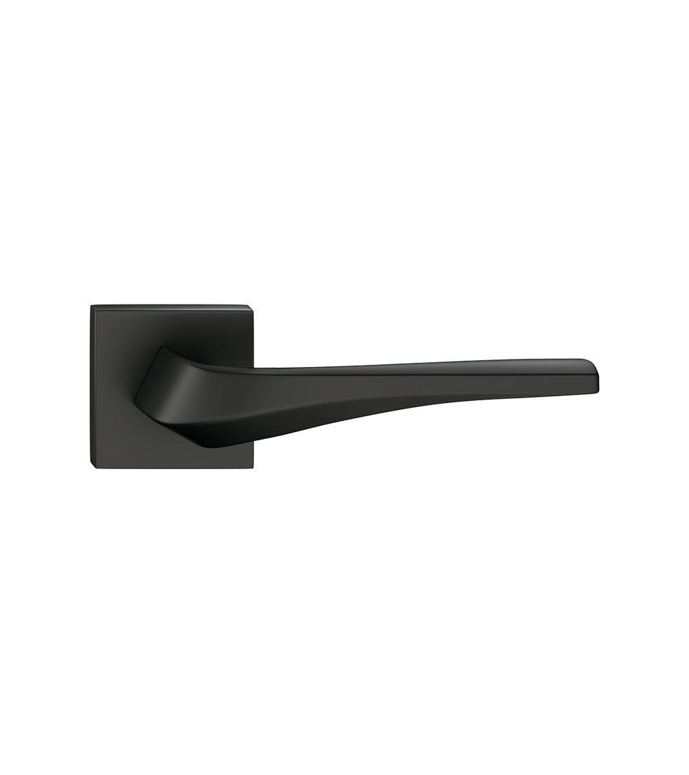 Maniglia per porta nero opaco FLOW su placca quadrata - maniglia design
