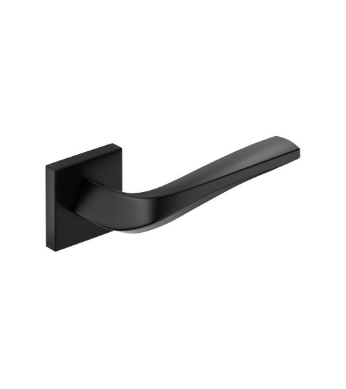 Maniglia per porta nero opaco FLOW su placca quadrata - maniglia design