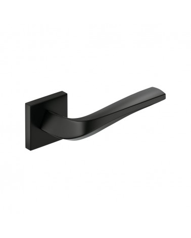 Maniglia per porta nero opaco FLOW su placca quadrata - maniglia design