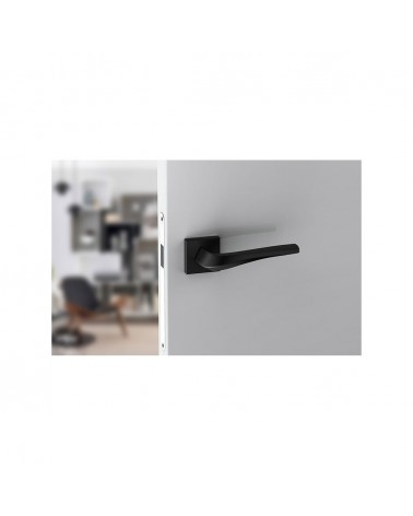Maniglia per porta nera opaca FLOW su placca quadrata - maniglia design
