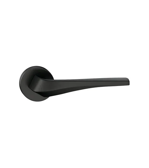 Maniglia per porta nera opaca FLOW su placca rotonda - maniglia design