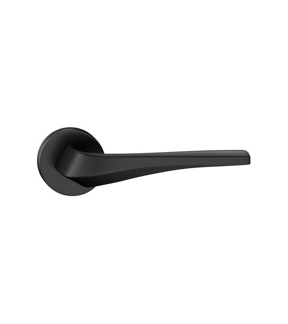 Maniglia per porta nera opaca FLOW su placca rotonda - maniglia design