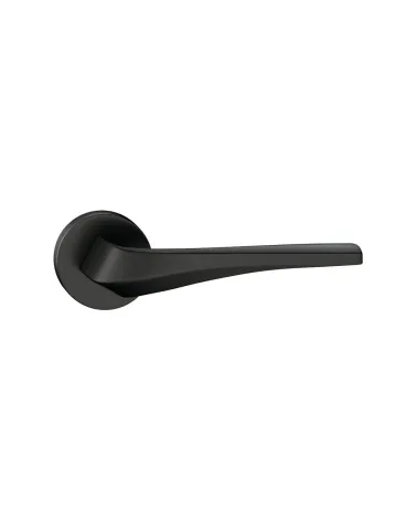 Maniglia per porta nera opaca FLOW su placca rotonda - maniglia design