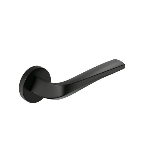 Maniglia per porta nera opaca FLOW su placca rotonda - maniglia design