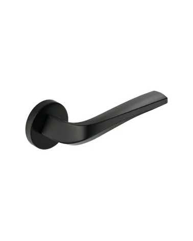 Maniglia per porta nera opaca FLOW su placca rotonda - maniglia design