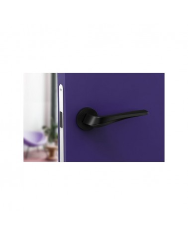 Maniglia di porta nera opaca FLOW su placca rotonda - maniglia design