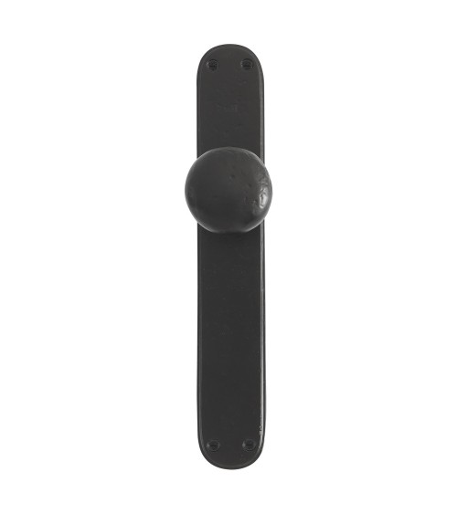 Pomello di porta nero su placca di protezione P40 - maniglia design