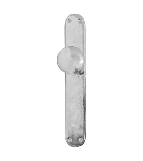 Pomolo per porta cromo lucido su placca di pulizia P40 - maniglia design