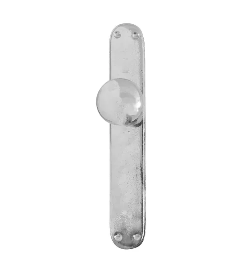 Pomello per porta in cromo spazzolato su placca di pulizia P40 - maniglia design