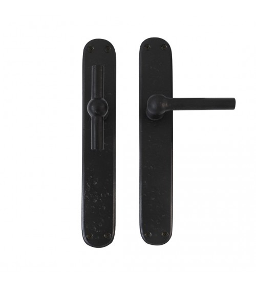 Maniglia porta nera + maniglia verticale nera su placca in ferro BECDF - maniglia design