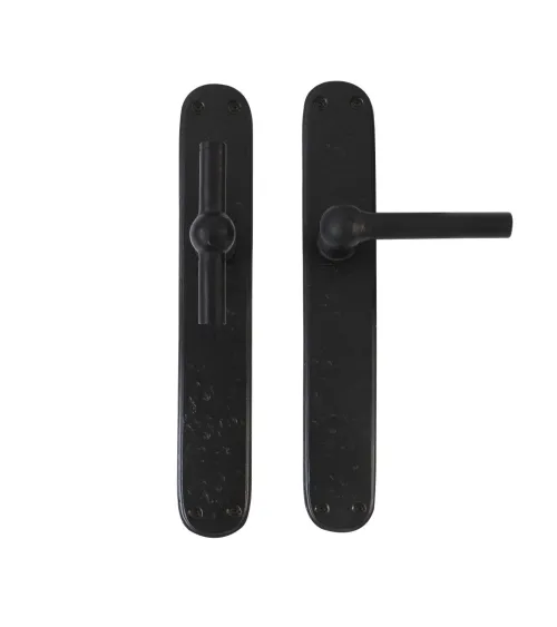 Maniglia porta nera + maniglia verticale nera su placca in ferro BECDF - maniglia design
