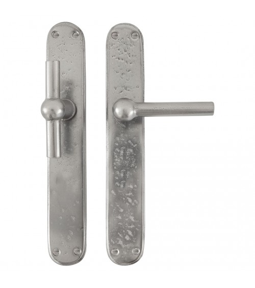 Maniglia porta cromata + maniglia verticale cromata su placca in ferro BECDF - maniglia design