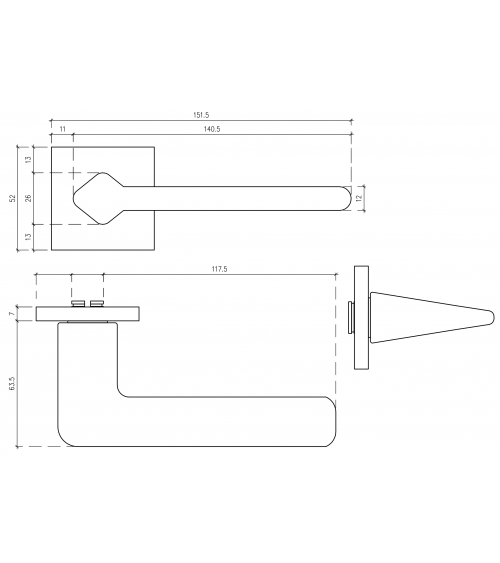 Maniglia per porta oro opaco LILA design