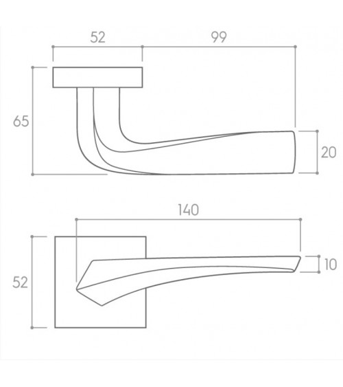 Maniglia per porta nero opaco FLOW su placca quadrata - maniglia design