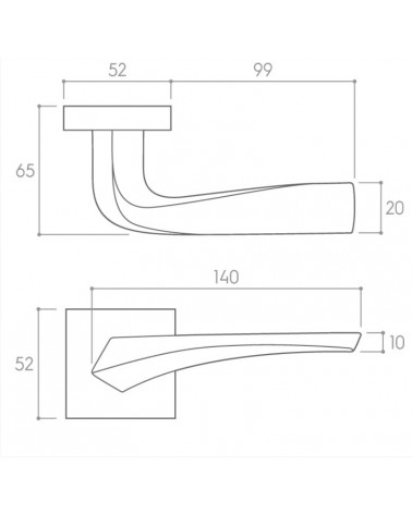 Maniglia per porta bianco opaco FLOW su placca quadrata - ferramenta design
