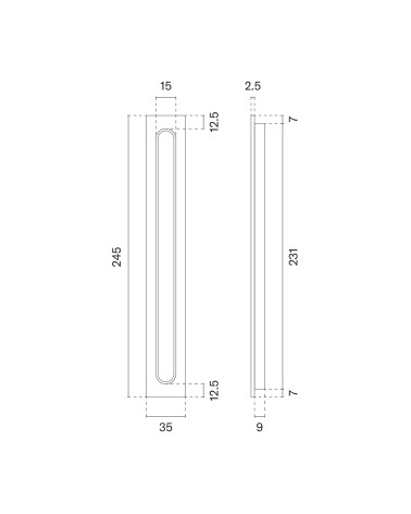 Maniglia per porta scorrevole APRILE HD 239 con dimensioni