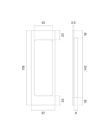 Maniglia per porta scorrevole APRILE HD 240 con dimensioni