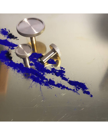 Pomello per mobile in ottone VERA maniglia design con decorazione in polvere blu