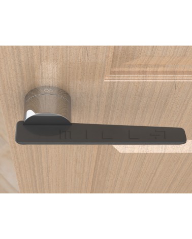 Maniglia per porta in zamak JUMELLE design vista dall'alto montata su una porta