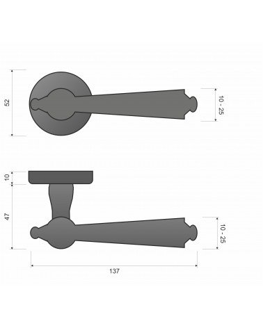 Maniglia per porta in zama MILLENAIRE design con dimensioni