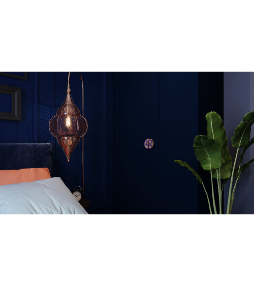 Maniglia per Mobile in rovere smaltata semicircolare blu