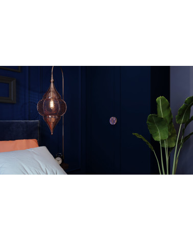 Maniglia per Mobile in rovere smaltata semicircolare blu