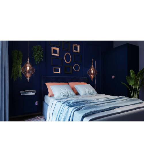 Maniglia per Mobile in rovere smaltata semicircolare blu