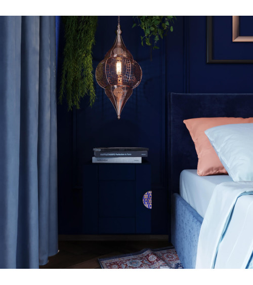 Maniglia per Mobile in rovere smaltata semicircolare blu
