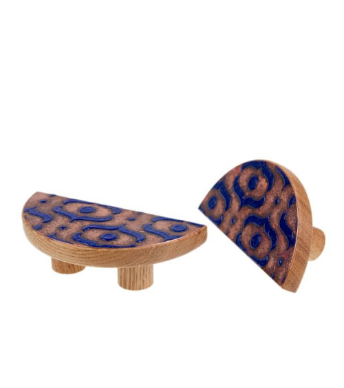 Maniglia per Mobile in rovere smaltata semicircolare blu