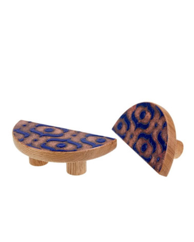 Maniglia per Mobile in rovere smaltata semicircolare blu