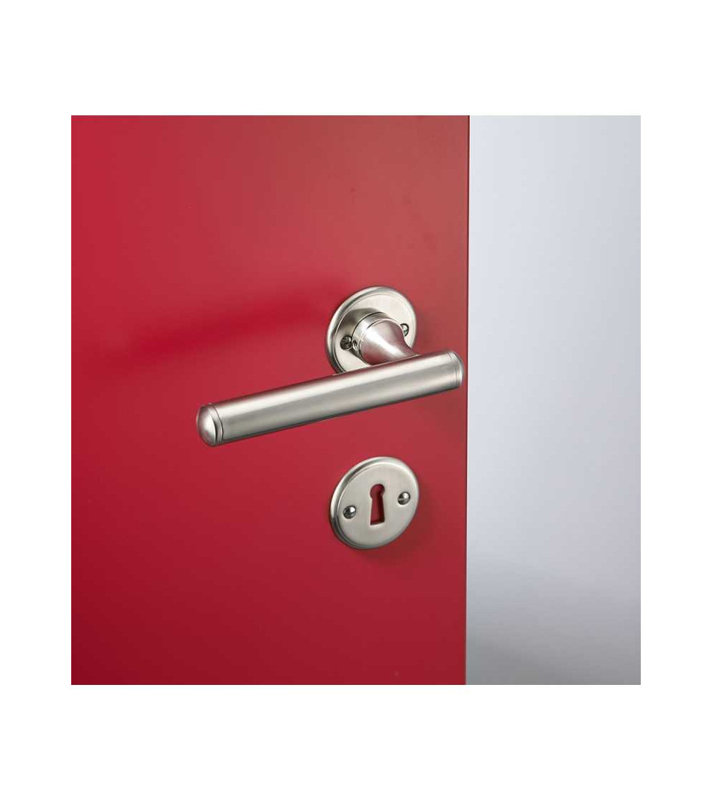 Set maniglia di porta arrotondata in ottone su rosetta rotonda