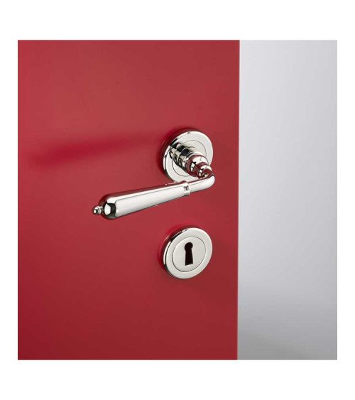 Set maniglia a leva per porta moderna in ottone su rosetta rotonda