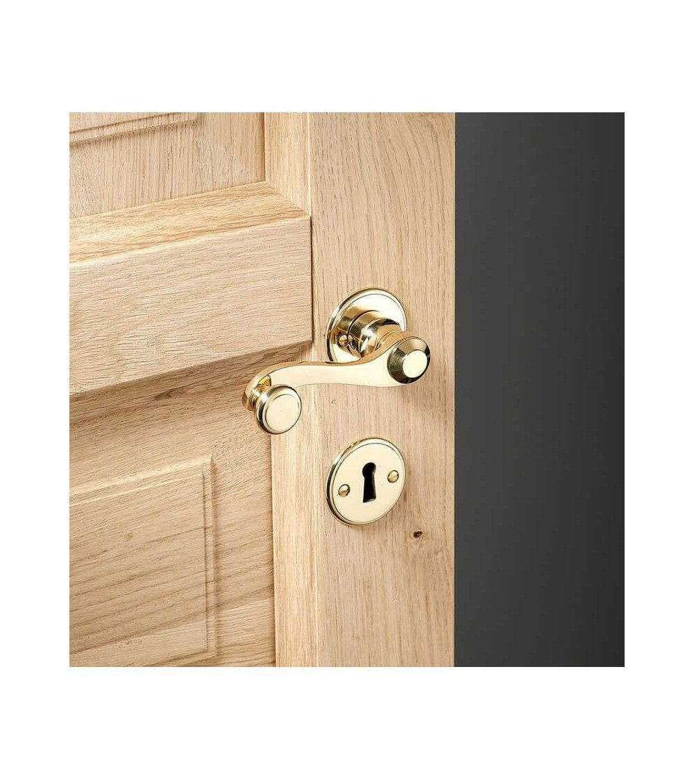 Set maniglia a leva a maniglia per porta in ottone su rosetta rotonda
