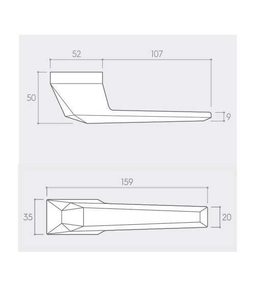 Maniglia per porta cromata lucida Prisme design