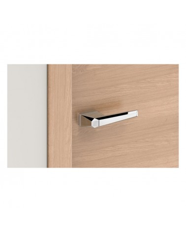Maniglia per porta cromata lucida Prisme design vista dall'alto montata su una porta