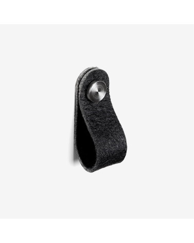 Pomello per mobile in pelle d'ananas pinatex Nero/Acciaio
