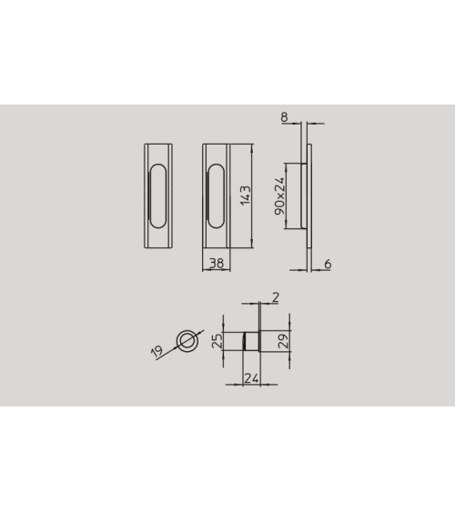 Maniglia per porta scorrevole sobria MANDELLI 1038 ferramenta design