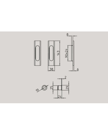 Maniglia per porta scorrevole moderna MANDELLI 1108TC/S con dimensioni
