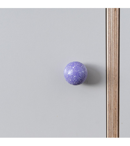 Pomello per mobile in legno di faggio lavanda/bianco Mélange maniglia design