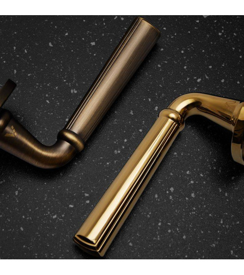 Maniglia per porta retrò CASCADA su placca rotonda - maniglia design
