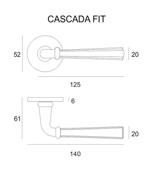 Maniglia per porta retrò CASCADA su placca rotonda - maniglia design