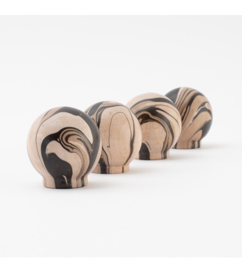 Pomello per mobile in legno di faggio Nero Chino - maniglia design
