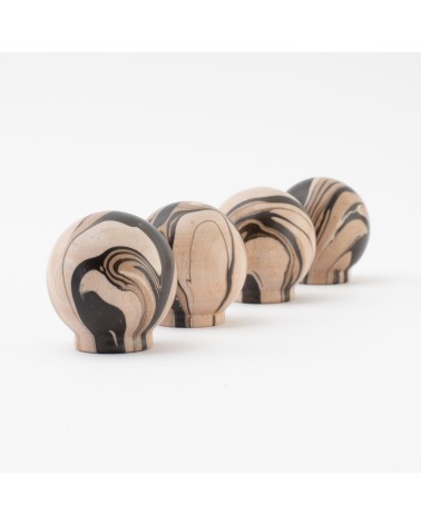 Pomello per mobile in legno di faggio Nero Chino - maniglia design