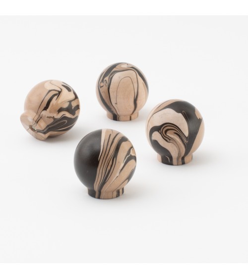 Pomello per mobile in legno di faggio Nero Chino - maniglia design