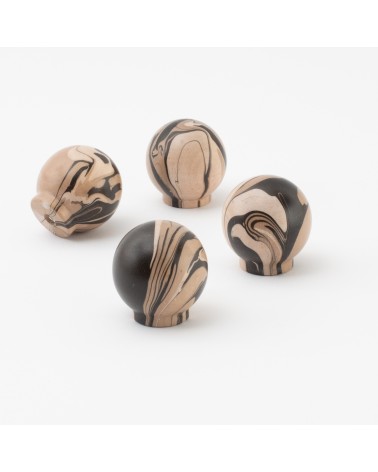 Pomello per mobile in legno di faggio Nero Chino - maniglia design