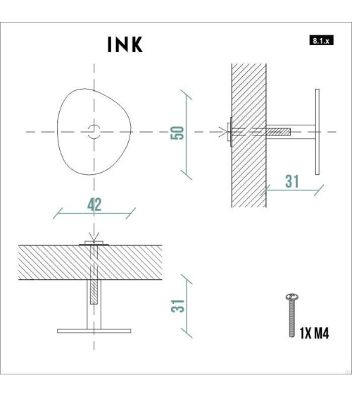 Pomello per mobile INK Bianco